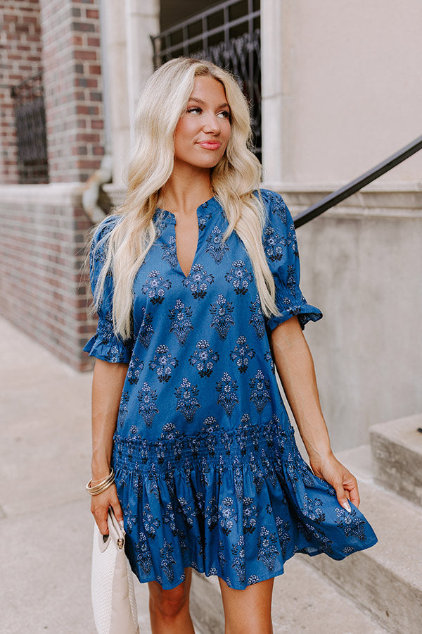 Ultimate Charleston Floral Mini Dress in Blue - Casual Elegance Redefined