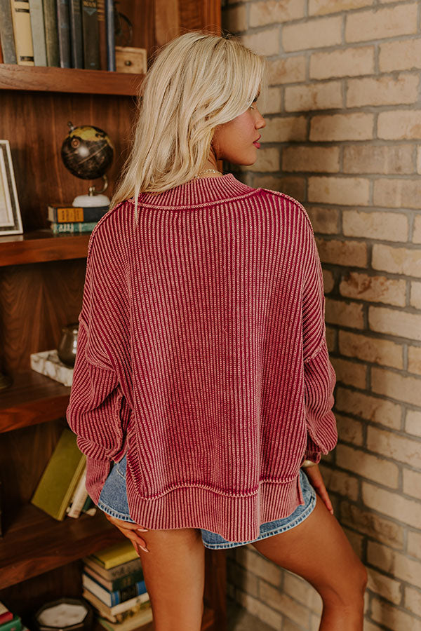 Premium Vermont Bound Vintage Wash Oversized Sweater in Wine - Ultimate Fall Style