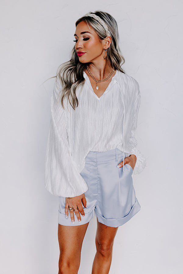 Ultimate Elegance Pleated Shift Top - Premium White