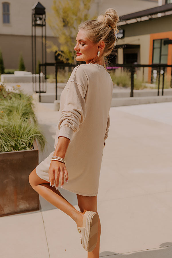 Premium Cozy Classic Sweatshirt Mini Dress - Oatmeal | Ultimate Comfort & Style