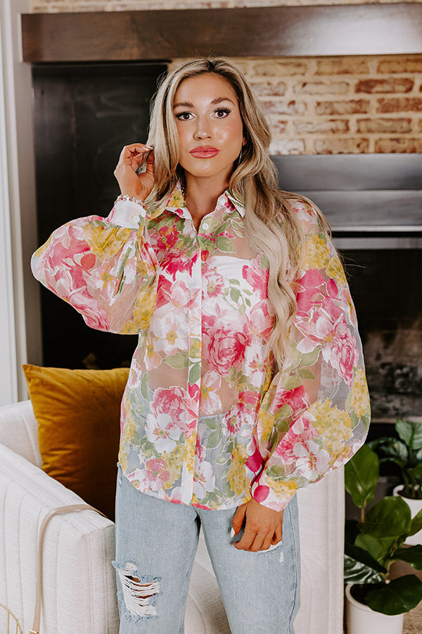 Premium Floral Organza Blouse - Garden Glamour Collection