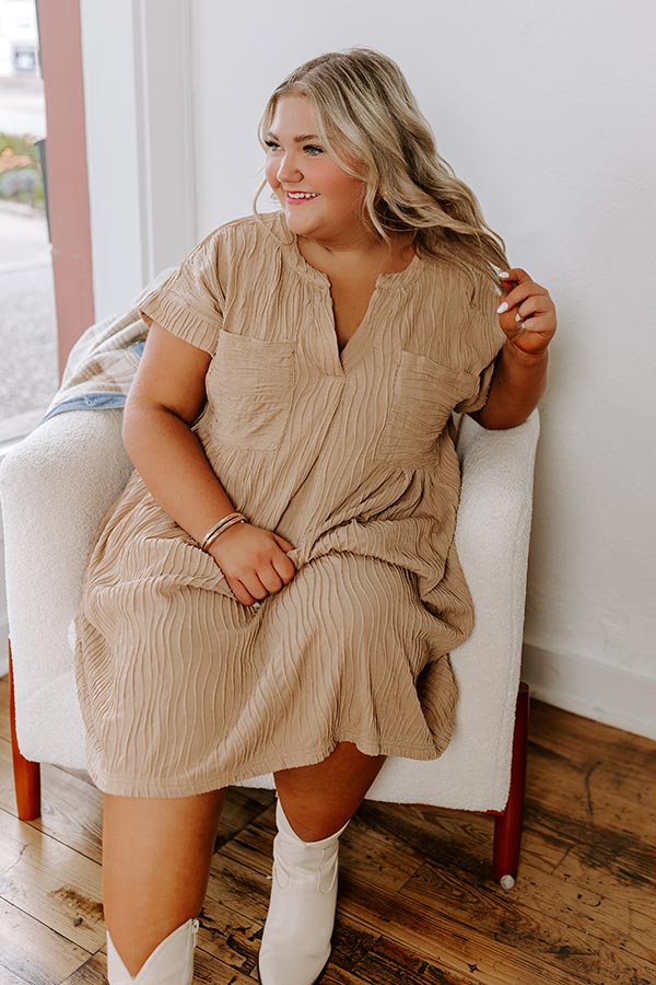 Premium Long Weekend Shift Dress - Warm Taupe Curves