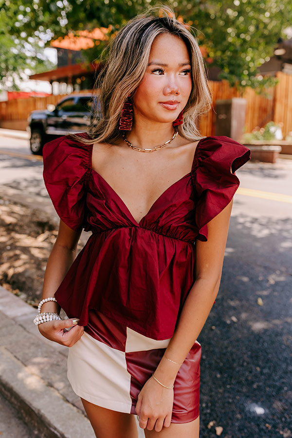 Premium Maroon Peplum Top - Ultimate Flattering Fit