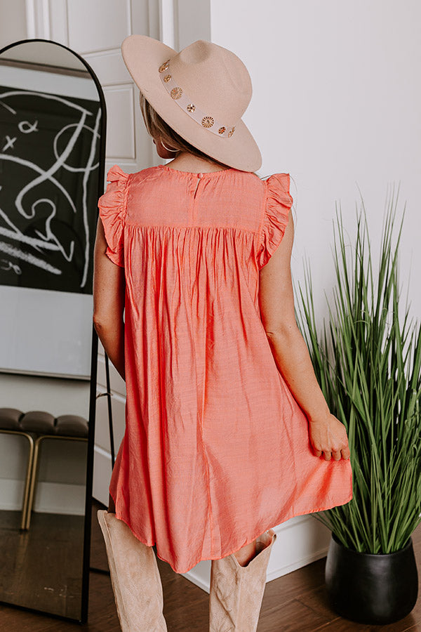 Premium Saltwater Sunrise Shift Dress - Peach Elegance