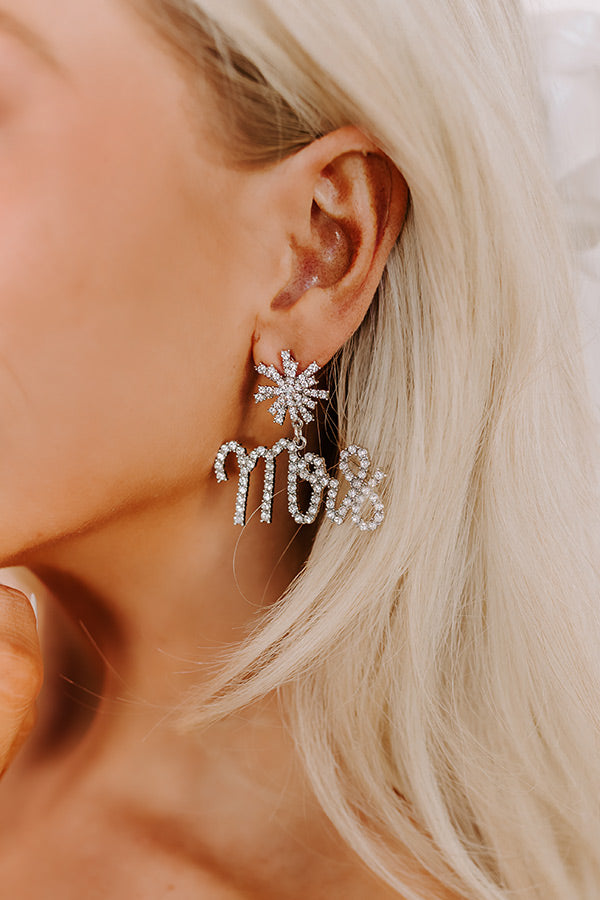 Premium Mrs. Rhinestone Silver Earrings - Elegant Statement Jewelry