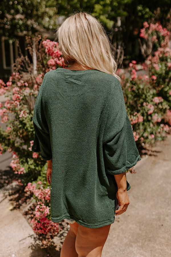 Premium Vineyard Vibes Knit Top - Hunter Green Curves