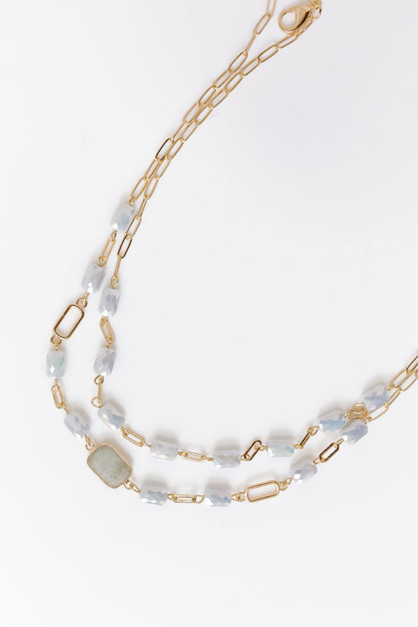 Premium Glam Layered Necklace - Grey Elegance