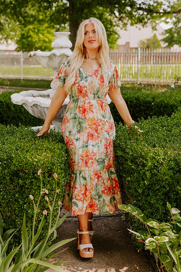 Ultimate Sunny Sangria Floral Midi Dress - Mint Curves