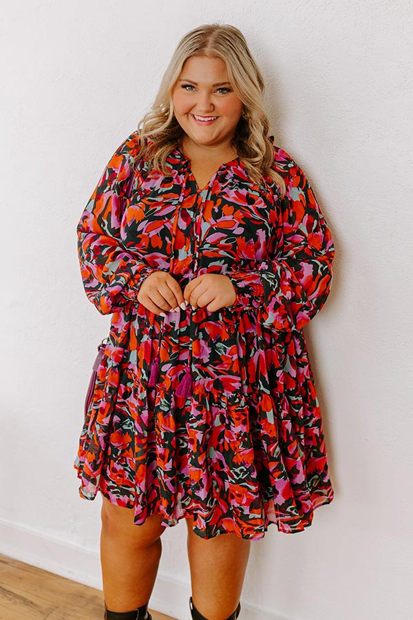 Premium Sangria Toast Mini Dress - Floral Whimsy Edition