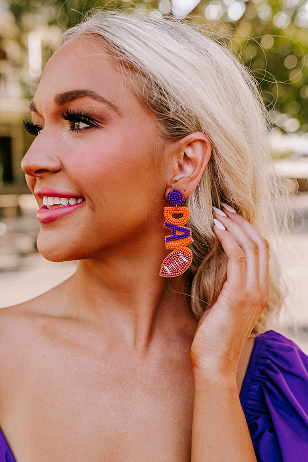 Ultimate Game Day Beaded Earrings - Orange Edition