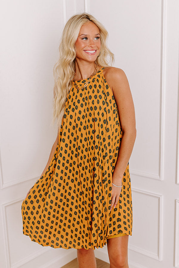 Premium Orange Polka Dot Pleated Dress