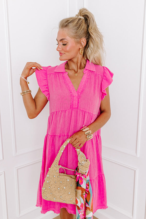 Premium Bubbly Energy Mineral Wash Mini Dress - Pink