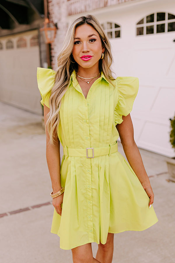 Premium Lime Punch Ruffle Mini Dress - Ultimate Summer Style