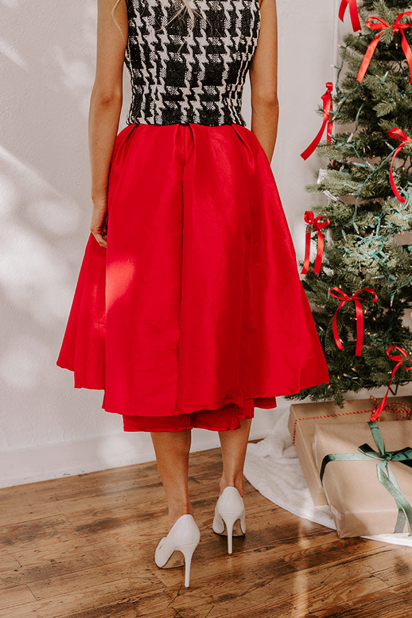 Premium Belle High Waist Midi Skirt - Ultimate Red Elegance