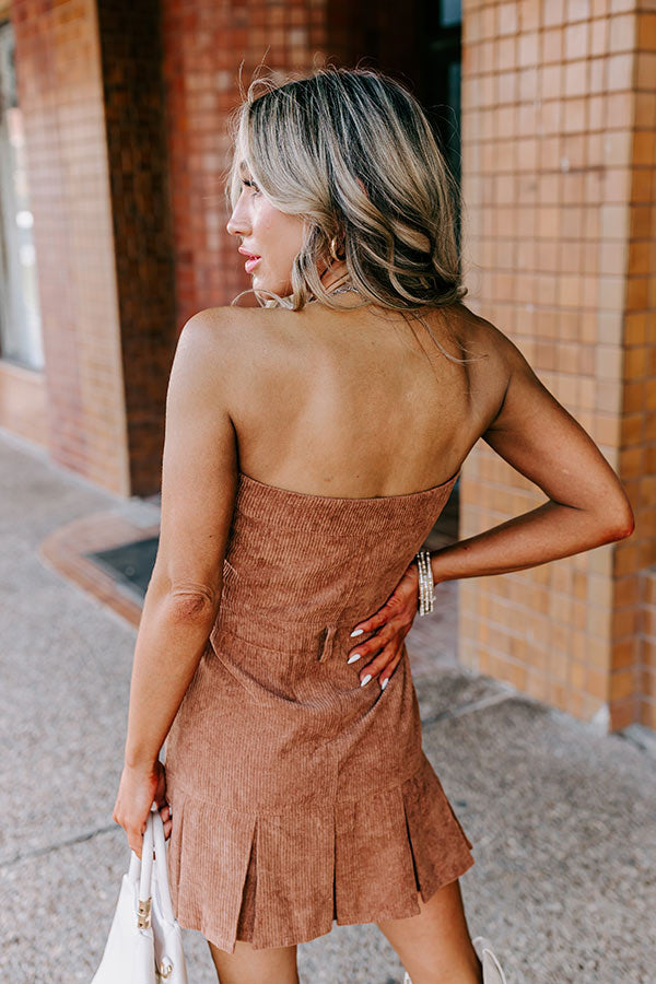 Ultimate Soho Style Corduroy Romper Dress - Mocha