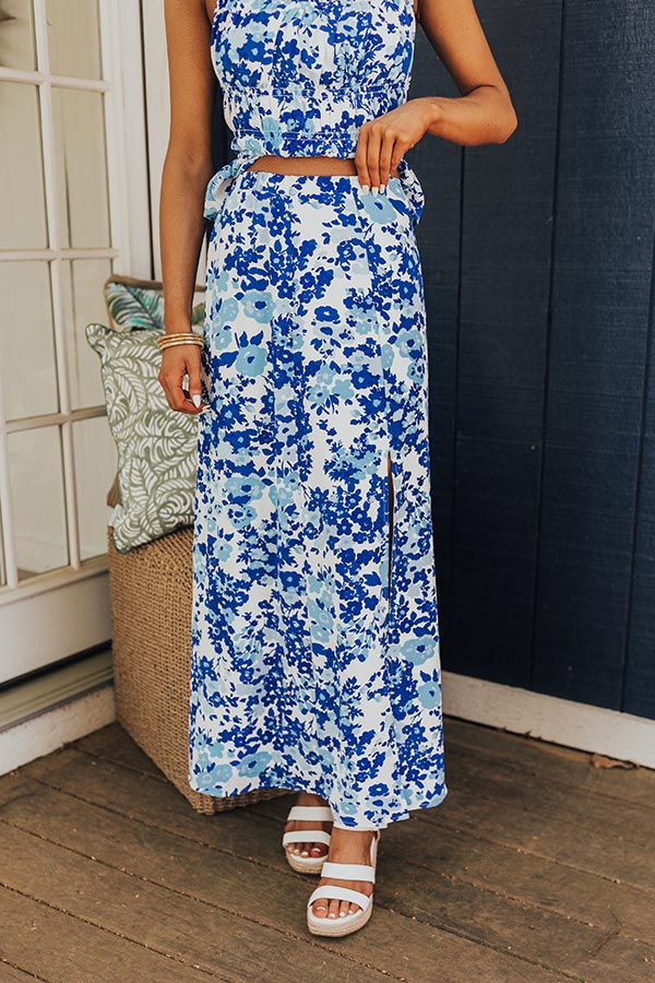 Premium Royal Blue Floral Maxi Skirt - Ultimate Summer Style