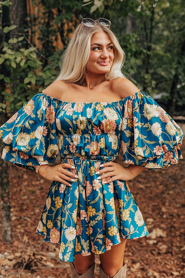 Premium Teal Floral Mini Dress - Ultimate Style Upgrade