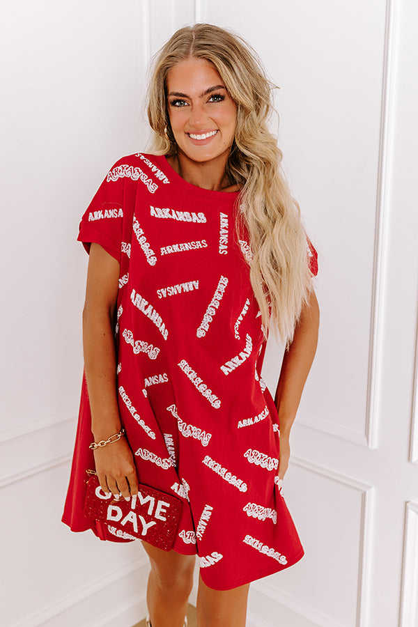 Premium Arkansas Sequin Embroidered Mini Dress - Ultimate Game Day Style