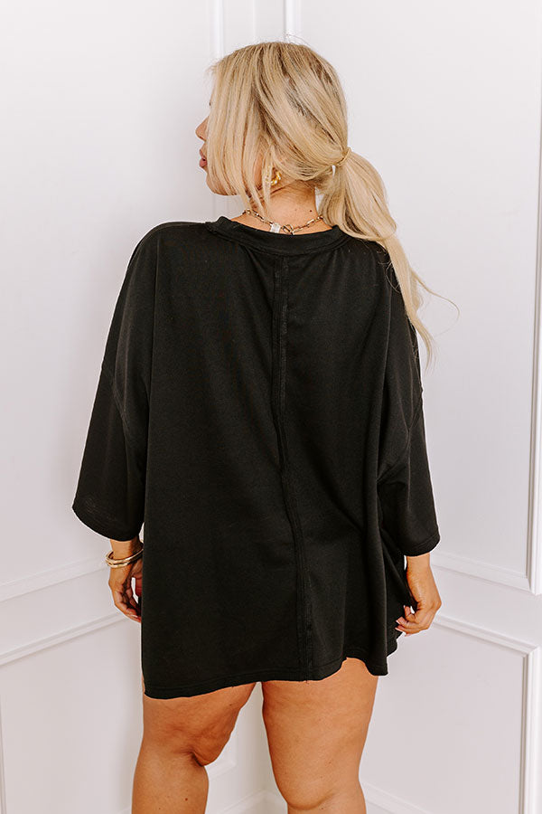 Ultimate Game Day Sequin Oversized Tee - Touch Down Black Curves