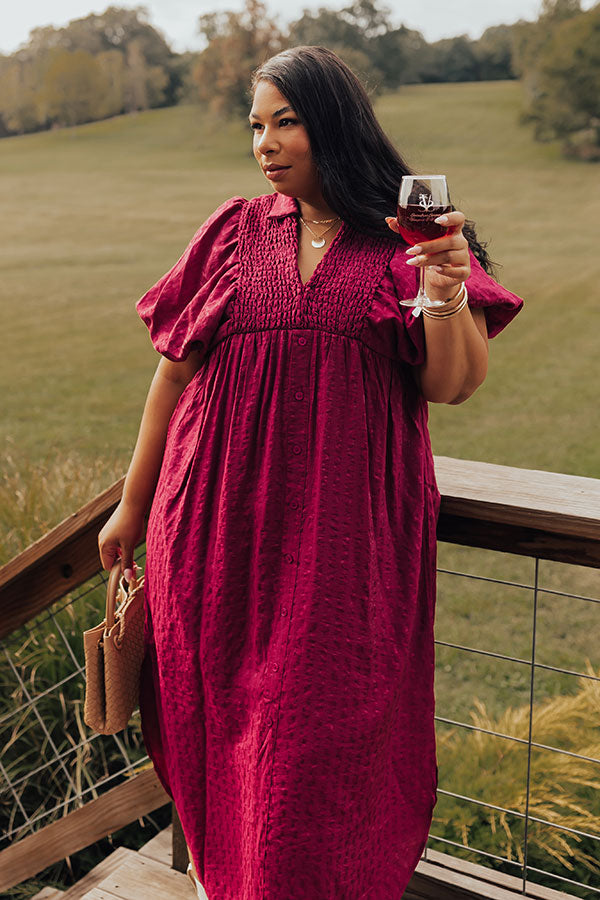 Premium Sangria Curves Midi Dress for Wine Tasting