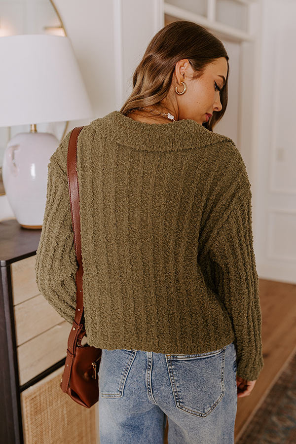 Premium Harvest Hues Knit Sweater - Sage Green