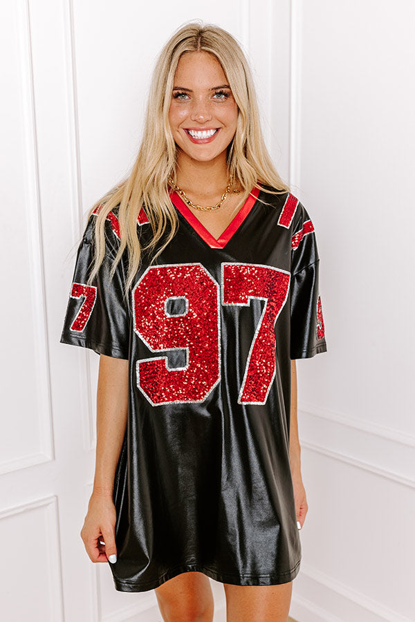 Ultimate Game Day Faux Leather Mini Dress - Black '97