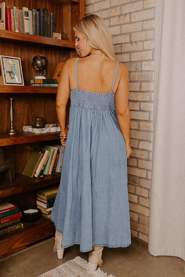 Premium Chic Stroll Denim Midi Dress