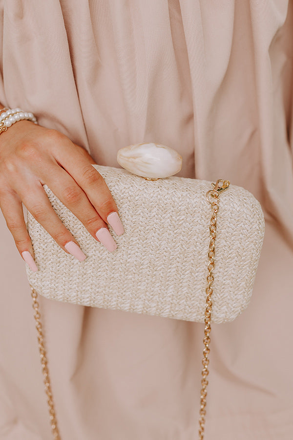 Premium St. Lucia Love Woven Clutch in Ivory - Ultimate Resort Style