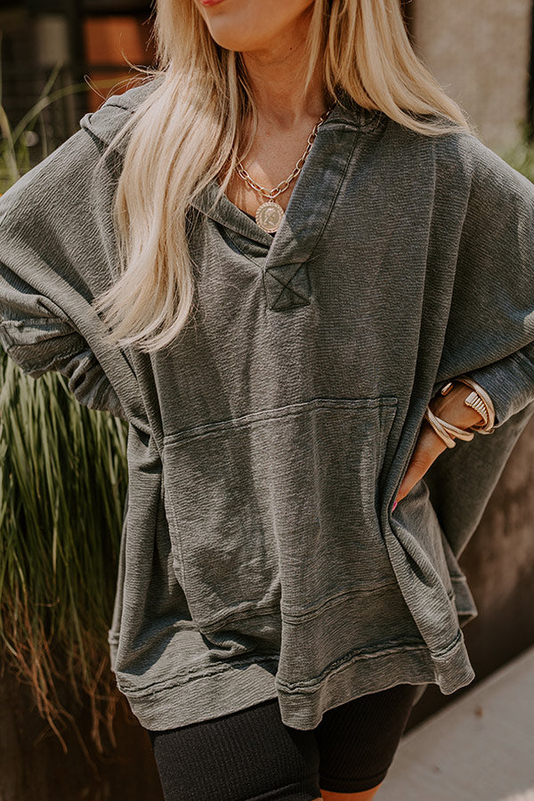 Ultimate Comfort Latte Mineral Wash Oversized Hoodie - Deep Forest Curves