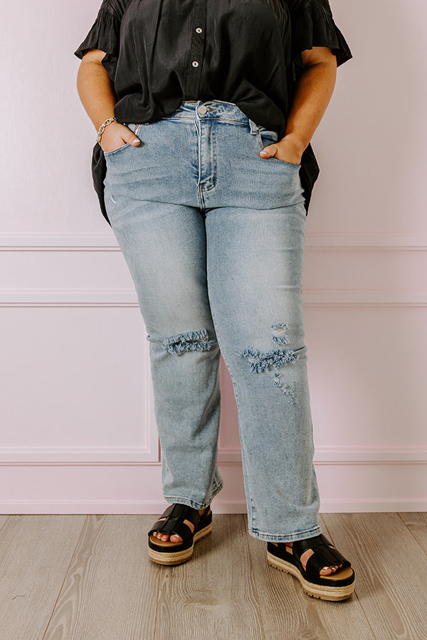 Premium Risen Lona Midrise Distressed Jeans for Curves