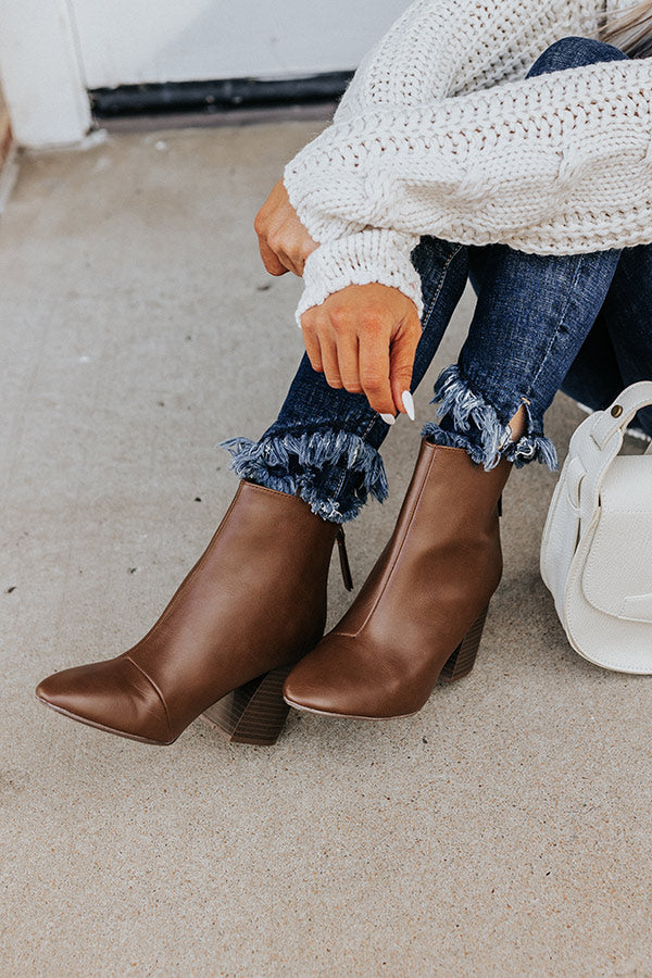 Premium Madeline Faux Leather Bootie - Brown | Ultimate Fall Style