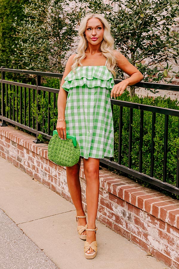 Premium Lime Gingham Mini Dress for Summer Escapes