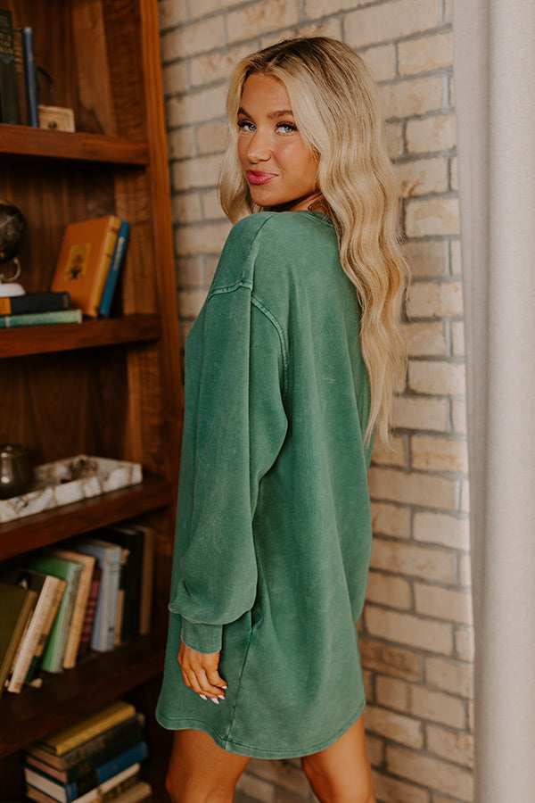 Premium Cozy Classic Sweatshirt Mini Dress - Ultimate Comfort in Hunter Green