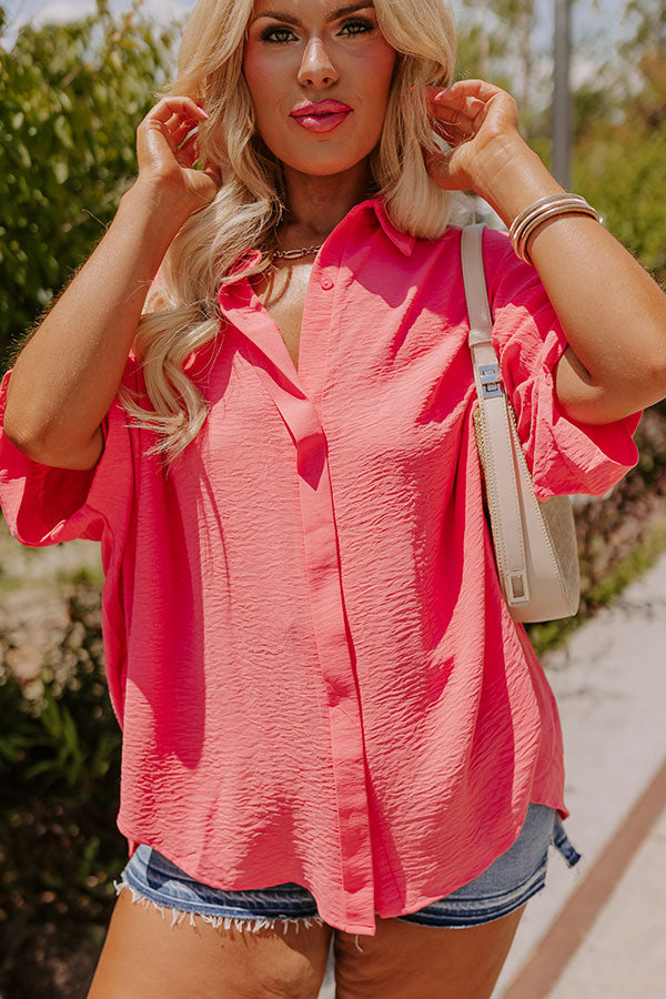 Premium Coral Curves Button-Up: Ultimate Style Upgrade