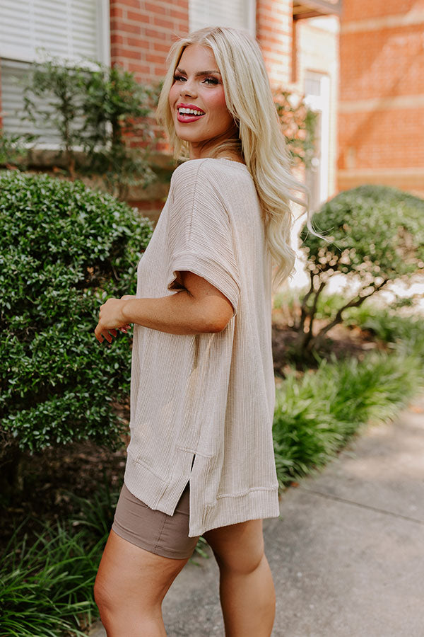 Premium Ribbed Curves Top in Oatmeal - Ultimate Casual-Chic Style