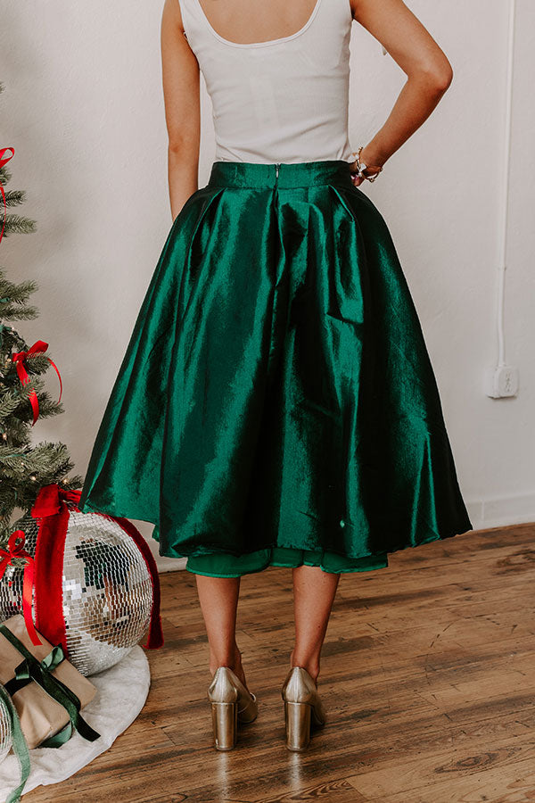 Premium Belle High Waist Midi Skirt - Hunter Green