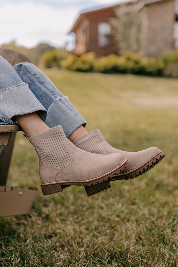 Premium Cabin Fever Faux Leather Bootie in Warm Taupe - Ultimate Comfort & Style