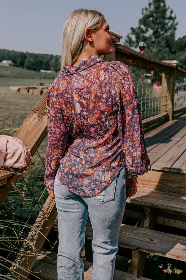 Premium Floral Elegance Button-Up Top