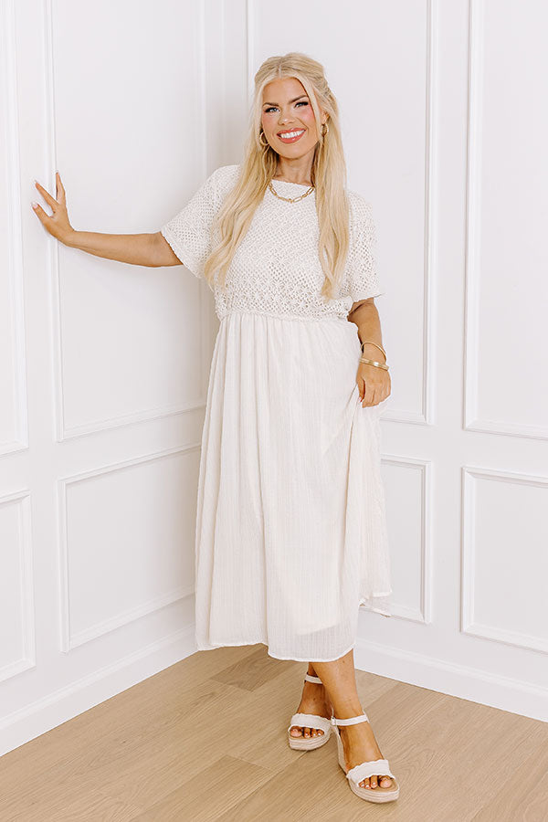 Premium Sweet Embrace Crochet Midi Dress