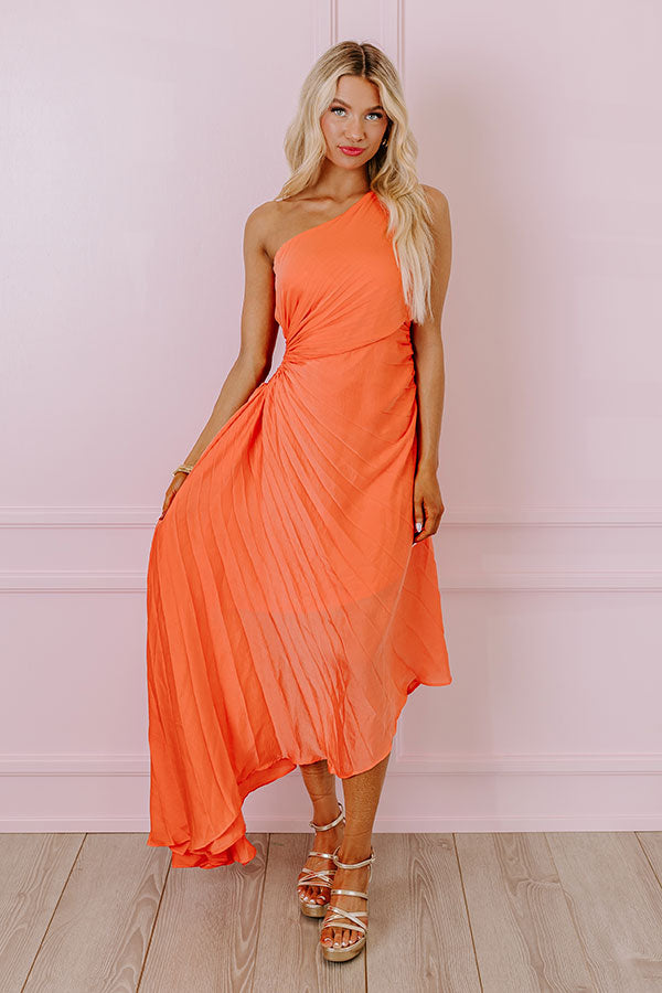 Premium Coral Midi Dress - Height of Fame Collection