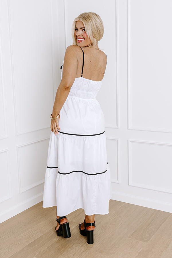 Ultimate Coquette Maxi Dress - White with Chic Black Trim