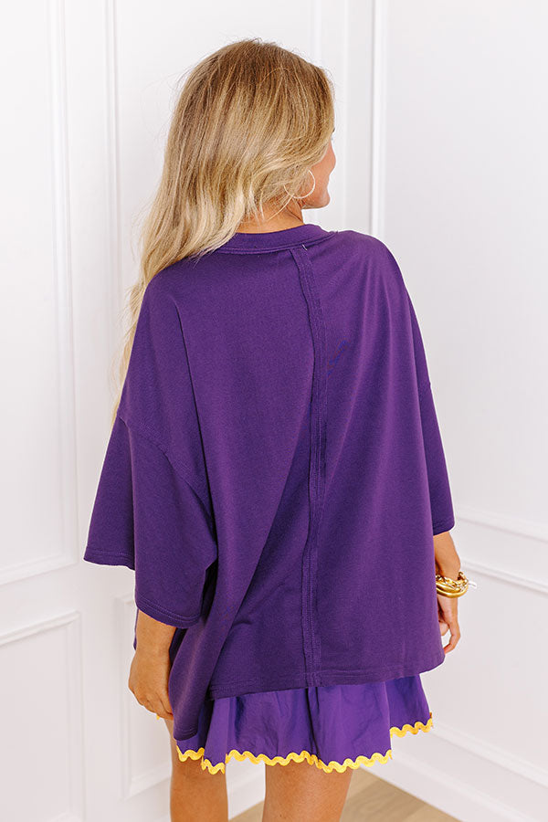 Ultimate Touchdown Sequin Oversized Tee - Purple