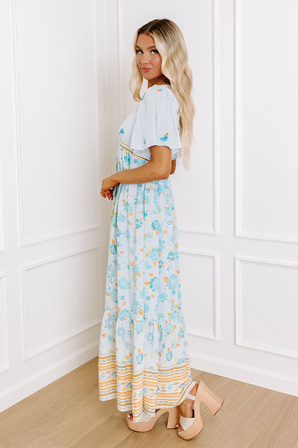 Premium Breezy Blossom Embroidered Maxi Dress