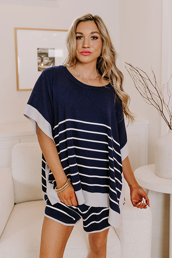 Premium Dockside Cutie Knit Shift Top in Navy - Ultimate Casual Chic