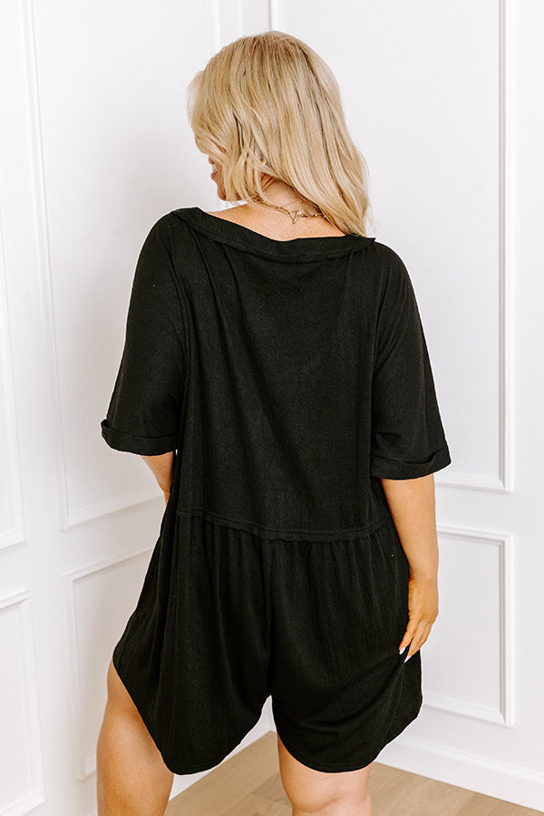 Ultimate Comfy Chic Button Down Romper - Black Curves | Effortless Summer Style