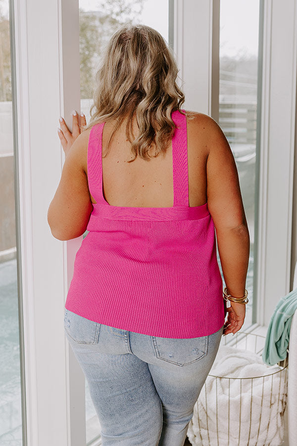 Ultimate Pink Curves Ribbed Halter Top