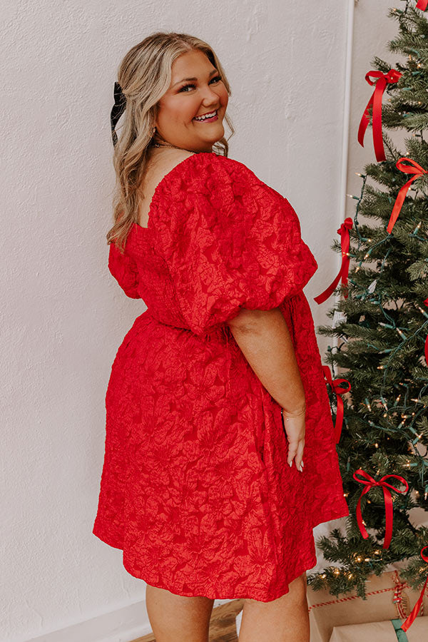 Ultimate Holiday Happiness Jacquard Mini Dress - Red Curves