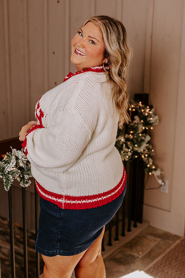 Premium Holiday Vibes Knit Sweater - Sleigh Ivory Curves