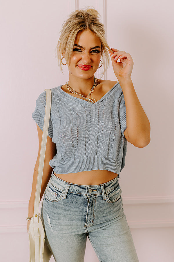 Premium Moonlit Bay Knit Top - Airy Blue Edition