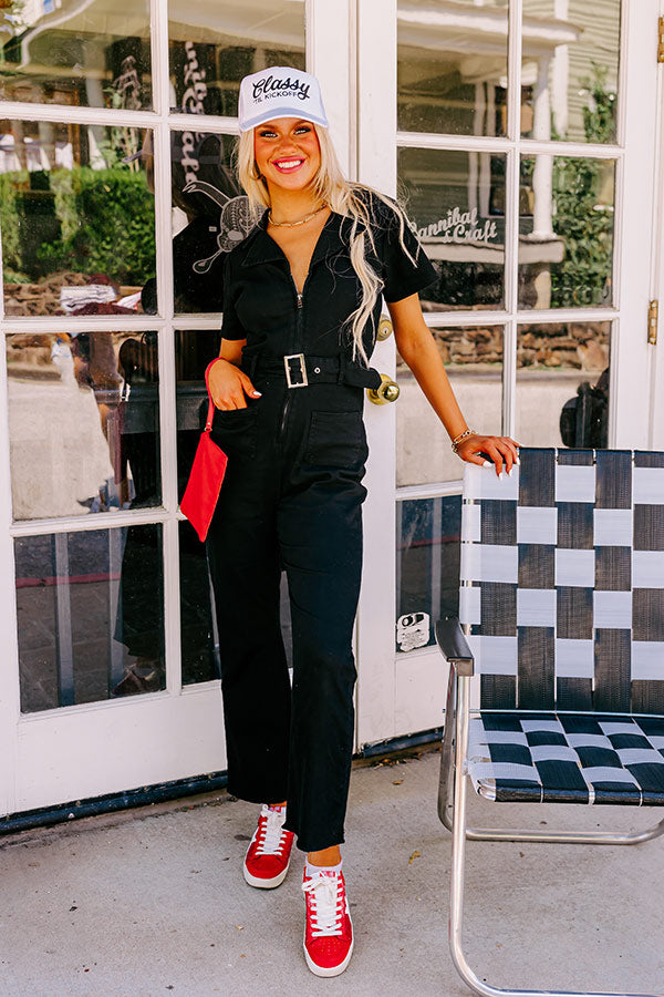 Ultimate Charisma Black Denim Jumpsuit - Premium Stretch Fit